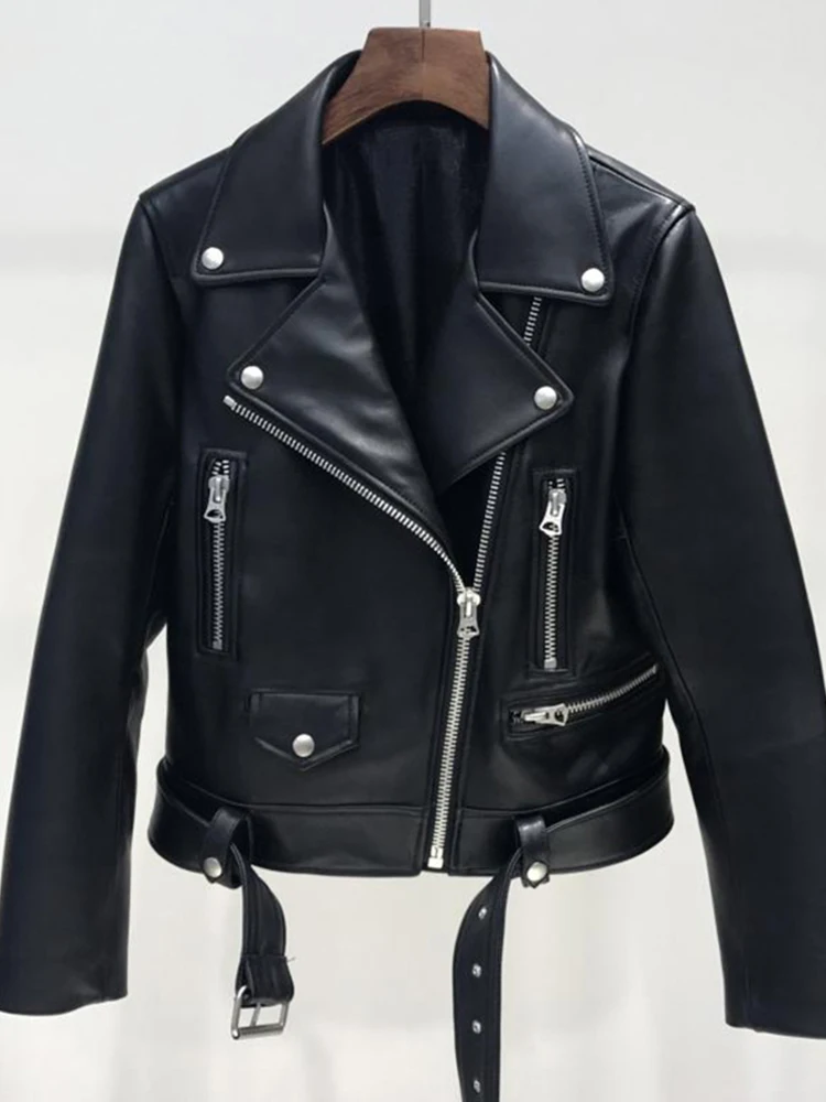 Autumn Women's Faux Leather Casual Jacket with Lapel Collar and Zipper