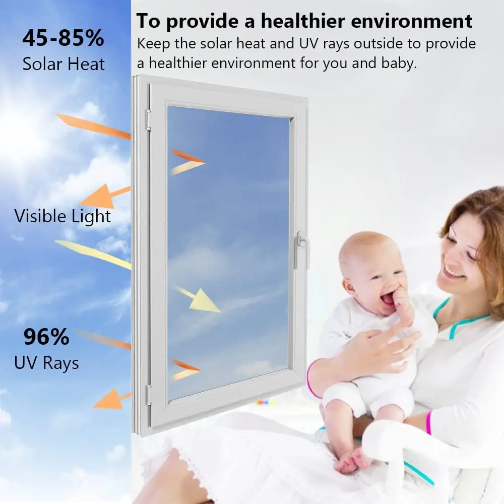 One Way Mirror Window Privacy Film Heat Insulation Anti-UV Sun Protection Heat Control Reflective Anti-Peeping Film Home Office