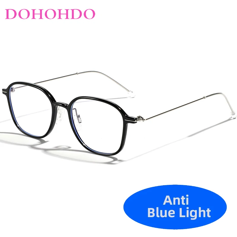 

Мужские и женские очки в полуметаллической оправе, большие квадратные очки с защитой от синего света, удобные очки TR90, 2024