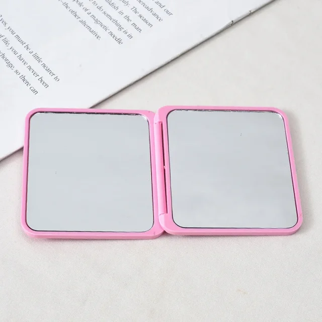 Miroir de maquillage carré à 2 faces, Portable, mignon, cadeau pour fille, Mini miroir de poche Double face, Compact, plusieurs couleurs 2