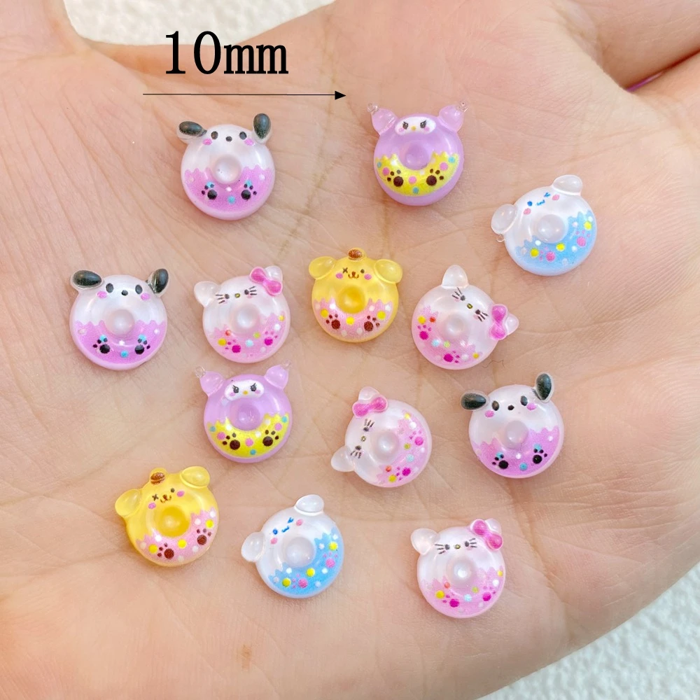 50PCS 3D Resin Cartoon Animal Sanrio Donut Series Nail Art Charms For Manicure Decor Nails Decoration Supplies Material