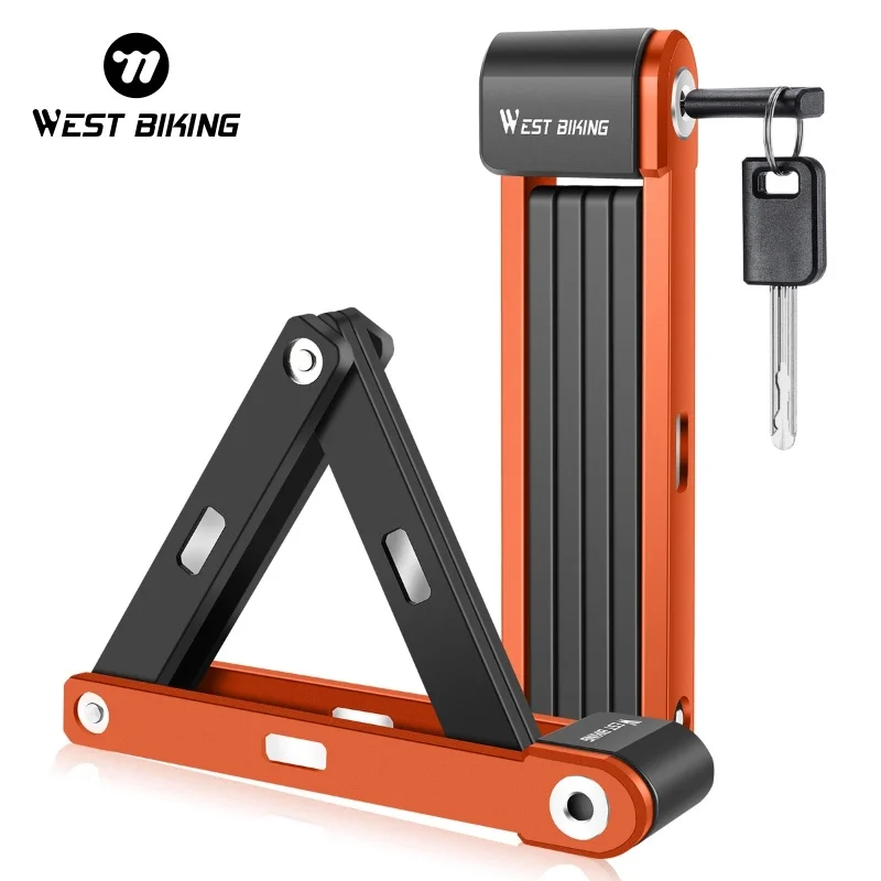กุญแจล็อคจักรยานแบบพับได้ WEST BIKING ป้องกันการโจรกรรม สำหรับจักรยานเสือภูเขา จักรยานถนน ความปลอดภัยสูง ใช้ได้กับมอเตอร์ไซค์ สกู๊ตเตอร์ และจักรยานไฟฟ้า 1