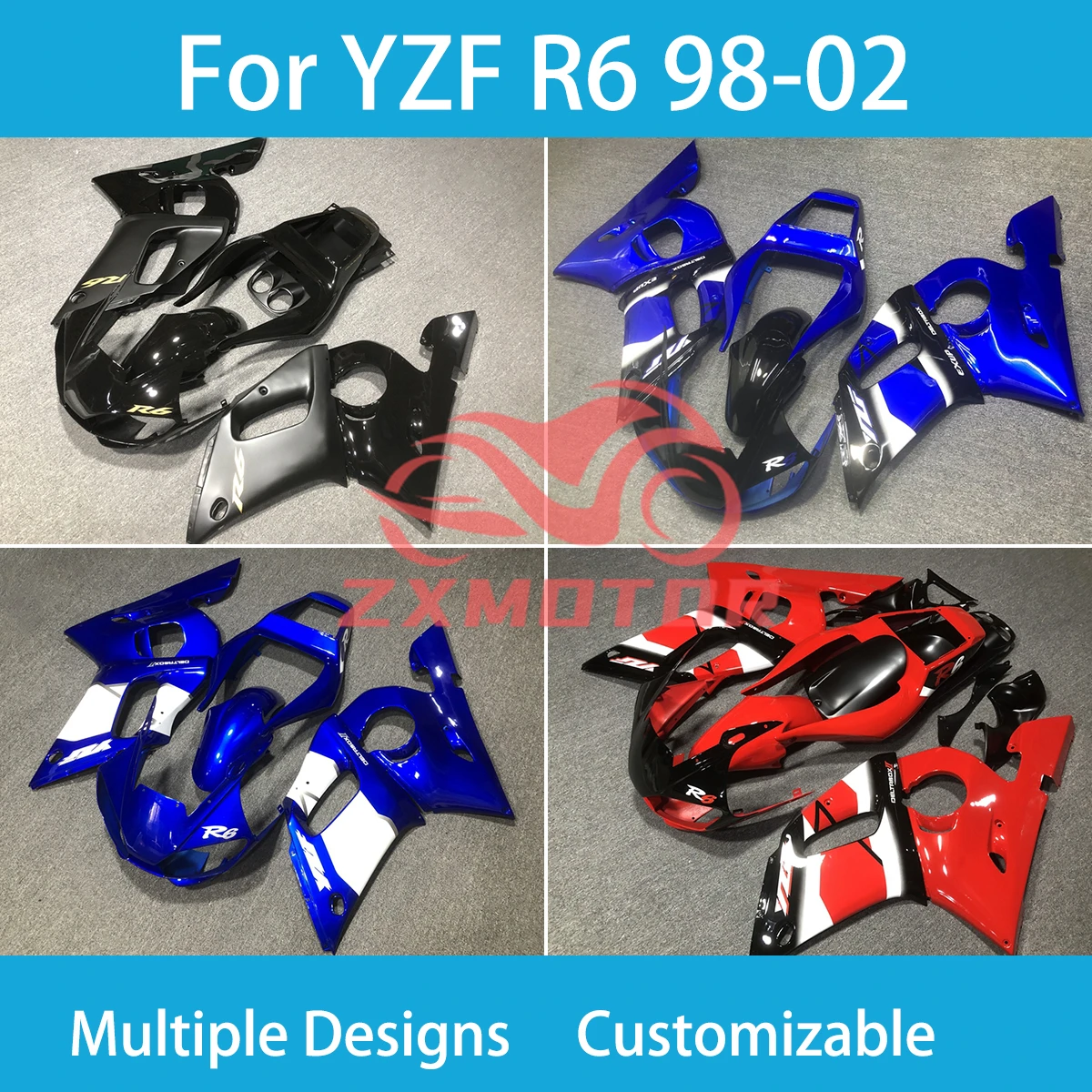 

YZF R6 1998 1999 2000 2001 2002 полный обтекатель для Yamaha YZF R 6 98 99 00 01 02 мотоциклетный ABS комплект обтекателей