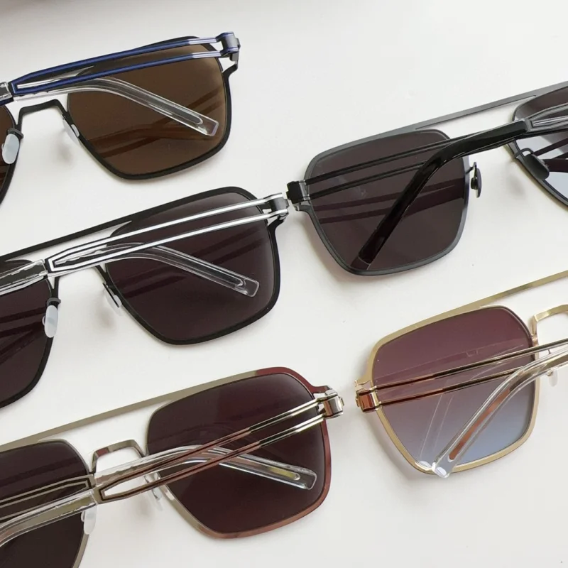 Deutschland Marke Design Schraubenlose Sonnenbrille Titan Ultraleicht Platz Mode Männer Sonnenbrille Große RIKU Gläser Auge Hohe Qualität – Detail 3