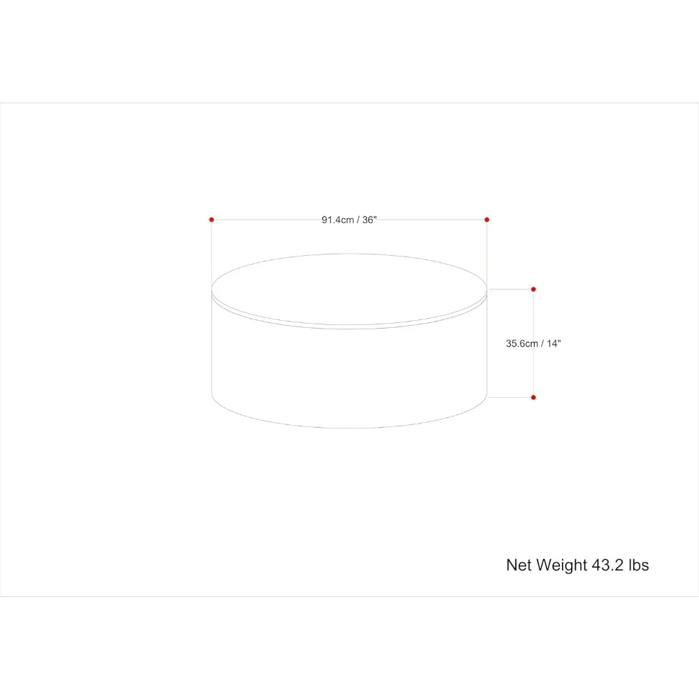 Coffee Table in , 36-Inch Round, Solid Mango Wood Drum Design for Living Room Assembled, coffee table 3