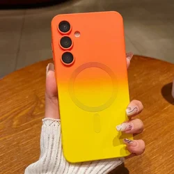 Magsafe - Compatible Magnetic Gradient Silicone Phone Case - A14 4G or A14 5G (Orangeyelllow)