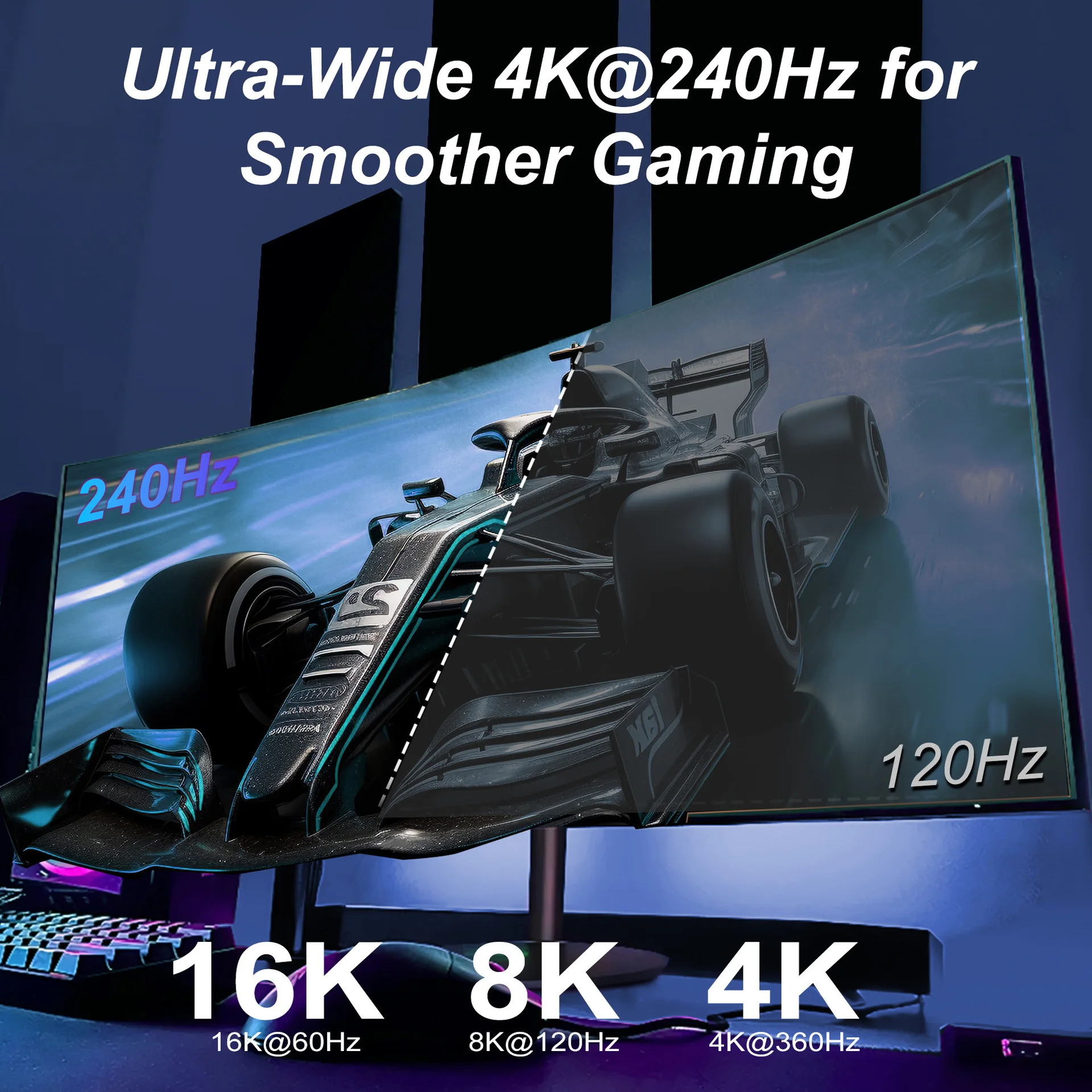 미니 DP-DP 케이블 16K DisplayPort 2.1 80Gbps HDR 비디오 오디오 케이블 코드(노트북 Xbox 프로젝터 게임 모니터 8K@60Hz용)