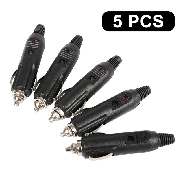 5Pcs 12V High Power Male Car Cigarette Lighter Socket Plug Connector