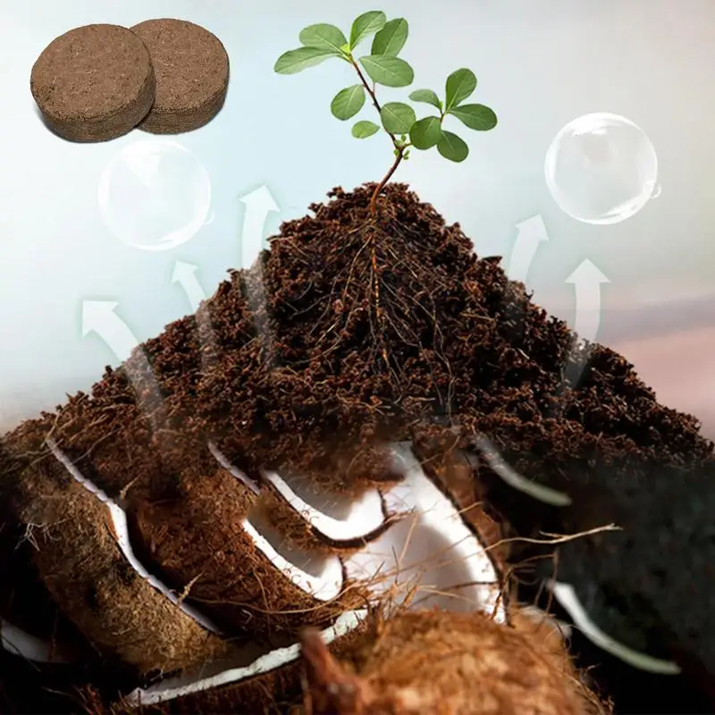 Coco Coir Brick 20pcs Coconut Fiber Coir Pellet Soil Seeds Starter Compression Pellet Seedling Flower Planting Soil Block Gardening Supplies