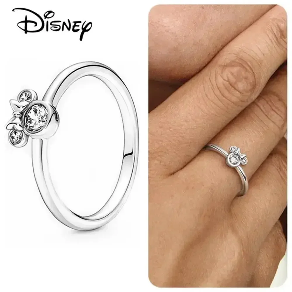 100% 925 sterling silver Mickey Minnie Sparkling Head Princess Flower Daisy Ring Original Holiday Jewelry Love Wedding Ring Gift 5