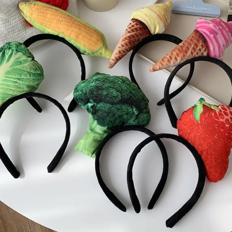 39BD Obst-Gemüse-Stirnbänder, lustiger Kopfschmuck, Haarreifen für Strand-Themenparty – Detail 8