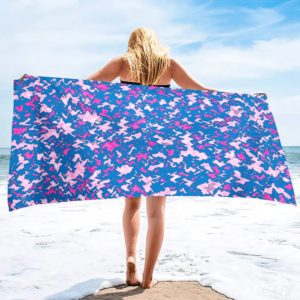 Serviette de plage camouflage anti sable grande taille douce_voghion.com