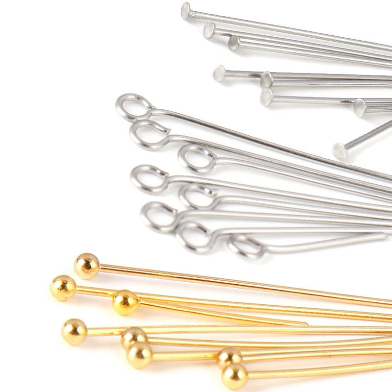 

100Pcs/Lot Stainless Steel Flat Head Pins Eye Pins Findings For DIY Earrings Jewelry Making Accessories Supplies