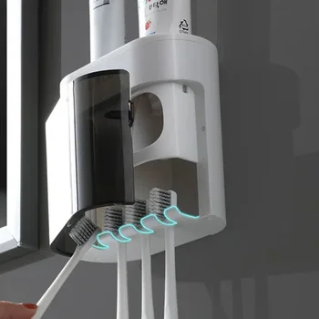 Wall Mounted Automatic Toothpaste Squeezer Toothpaste Dispenser Magnetic Toothbrush Holder Toothpaste Rack Bathroom Accessories 4