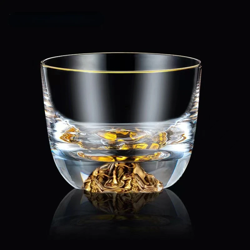 Hand-made Jinshan master cup Japanese-style crystal glass Kung Fu tea set single Tibetan gold small high-grade |
