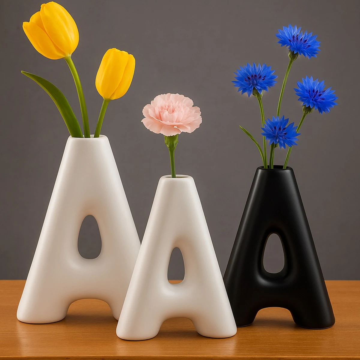 1PC, creative A-shaped decorative vase, simple white and black indoor home desktop decoration handicraft