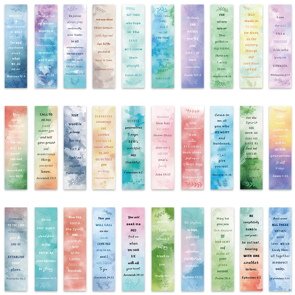 30pcs Colorful Aesthetic Bible Verse Paper Bookmarks For Students Readers DIY Book Club Library Office Page Markers