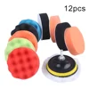 12pcs 3 Inch Polishing Drill Pad Kit Car Sponge Foam Buffing Polishing Machine Pad Set for Car Polishing Waxing Sealing Glaze 6