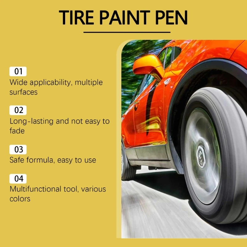 15Pcs Yellow Tire Paint Pen Quick Drying Water Resistant Yellow Tire Marker Pen For Car Lettering Scratch Repair