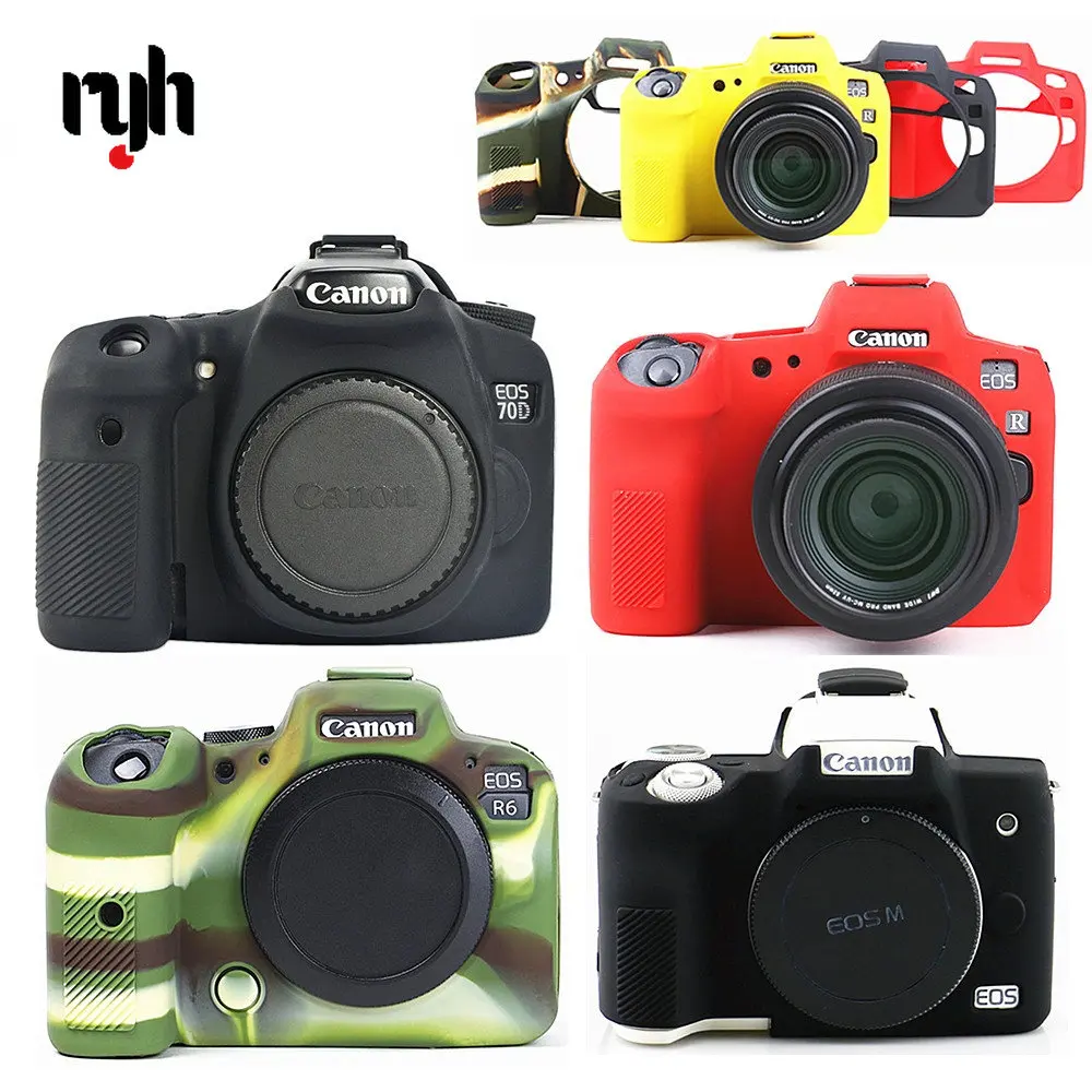 Silicone Dslr Câmera Case do Corpo Capa Protetora da Pele Bolsa para Canon Eos r6 r5 r rp M50 70d 80d 90d 600d G7x Iii Câmeras Digitais