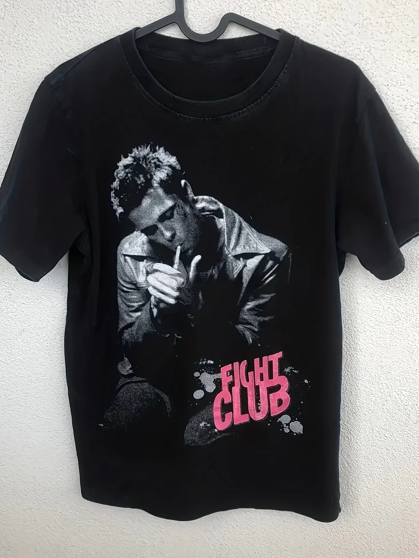 Herren 'Fight Club' Muster-T-Shirt - Schwarzer Rundhals-Stil Geeignet für Jede Jahreszeit Auffälliges Bedrucktes T-Shirt