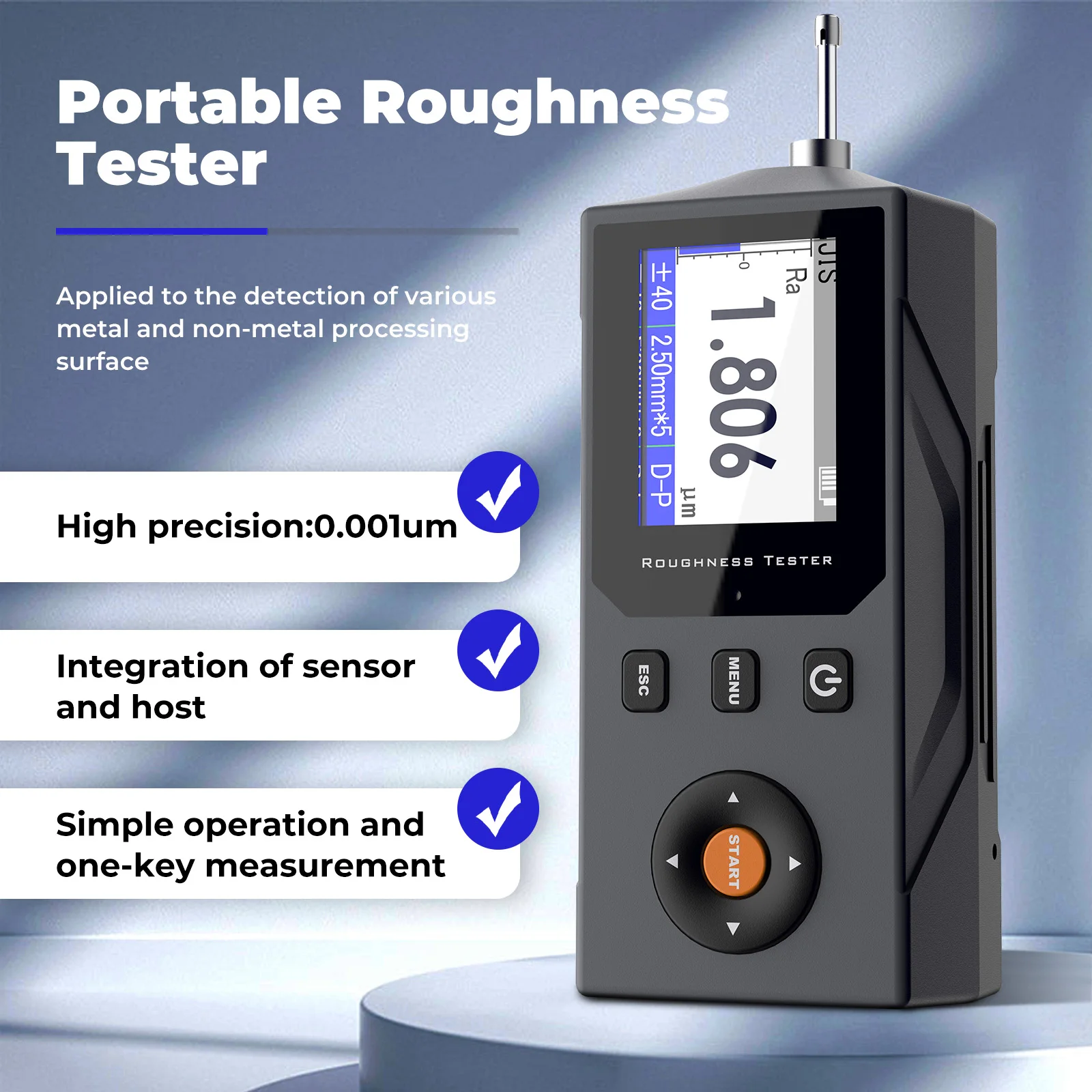 Roughness Meter Ra Rq Rv Rs Etc 12+ Parameters, Digital Surface Roughness Tester