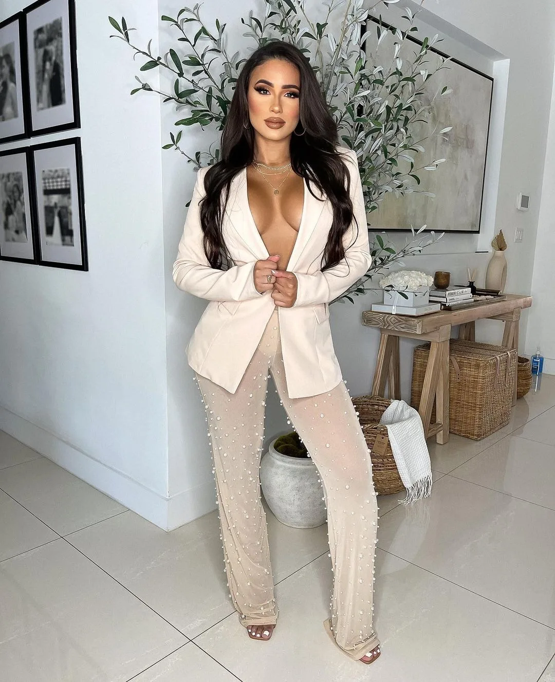 

2023 Winter Women Fashion Two-Piece Long Sleeve Suit And Foam Mesh Pantsuit Temperament Lady Commute 2-Piece Set Outfits