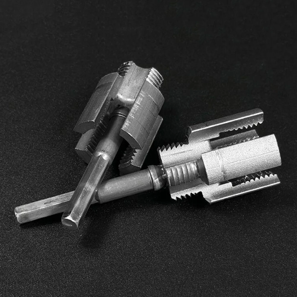 2PCS 4/6 Points Pipe Threader Kit Integrated Internal/External Universal Drill Bit PVC Pipe Thread Opener Thread Cutting Tool