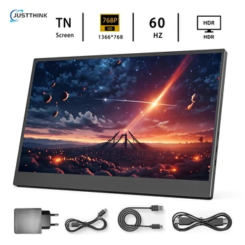 Justthink 11.6" Portable Monitor 1366X768 lcd display 16:9 Travel Gaming Display for Laptop Switch HDMI-Compatible ps4 ps5 Xbox
