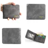 2023 Luxury Wallet New Men's Wallet Short Frosted Leather Wallet Retro Two Fold Vertical Wallet Youth Korean Multi-Card Wallet 1