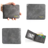 2023 Luxury Wallet New Men's Wallet Short Frosted Leather Wallet Retro Two Fold Vertical Wallet Youth Korean Multi-Card Wallet 1