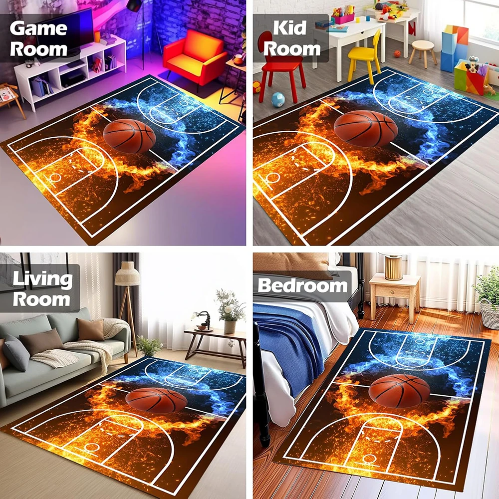 Creative Sports Area Rug Personalized Healthy Exercise Teen Fantastic Basketball Enthusiast Carpet Home Decor Kid Room