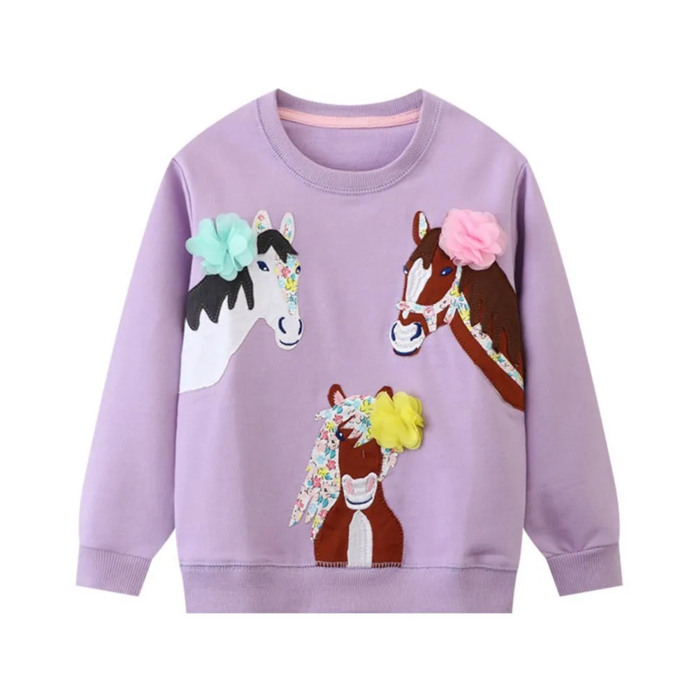 Hoodies Children's Clothing Kids Clothes Baby Girls Purple Outerwear Cartoon Unicorn Sweatshirt Spring Autumn Tops