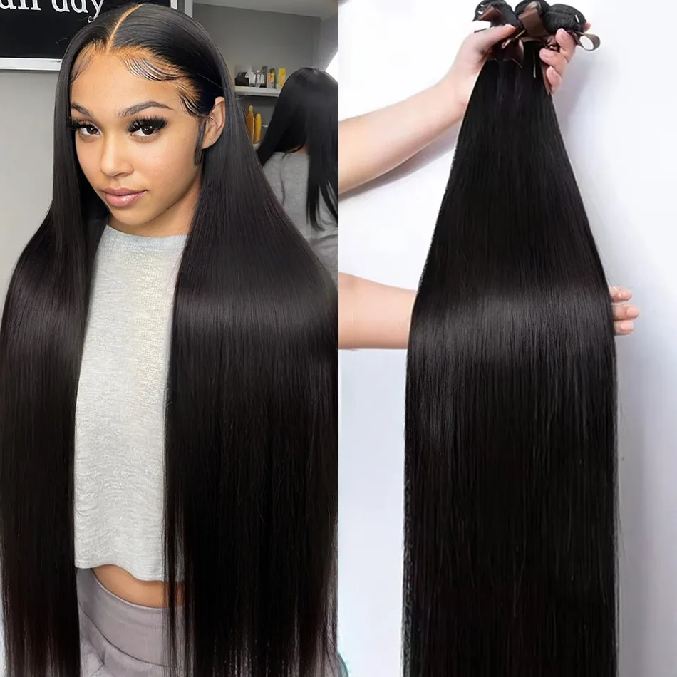 Hair Straight Human Hair Bundles Brazilian Remy 28 30 32 40 Inch Lace Closure Natural Extensions For Women Human Hair Bundles