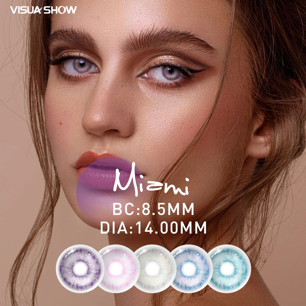 

Линзы VISUASHOW MIAMI, 2 шт., 4 цвета, рецептурные контактные линзы на год, косплей, красота, цветные линзы для глаз, линзы HEMA, аниме аксессуары