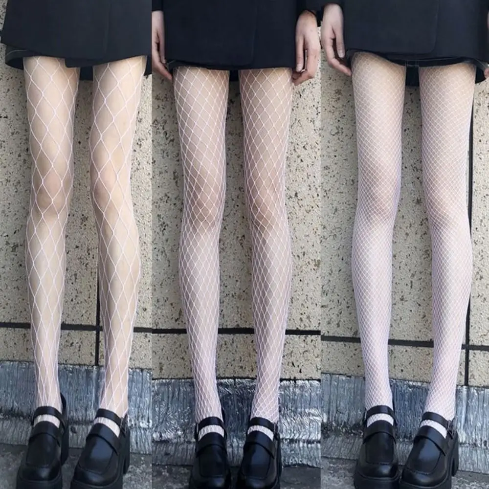 Women's White Fishnets Tights Lolita Stockings Summer Mesh Pantyhose Cosplay Nightclub JK Lingerie