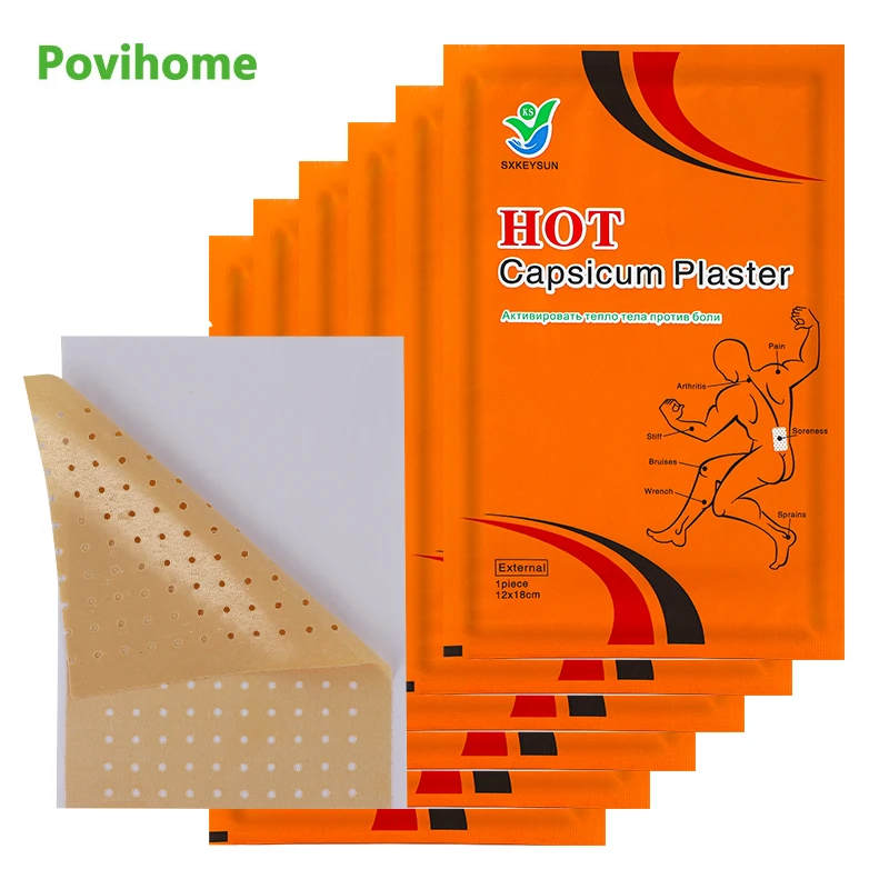 510PcsCapsicumPlaster12X18HotChiliPeppersPainReliefPatchBack