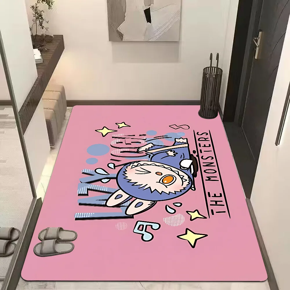 Labubu Banner Art Printing Floor Mat INS Style Soft Bedroom Floor House Laundry Room Mat Anti-skid Household Carpets 5