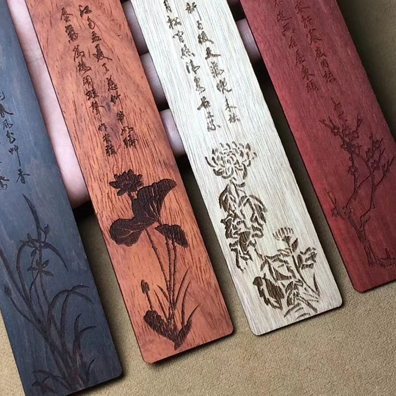 神仙道 教材4点フルセット Retro Wooden Carving Four Seasons Bookmarks Chinese Style