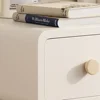 Bedside Table.Solid Wood Nightstand - White Bedside Table with Leather Surface, Small Nightstand with Drawers for Bedroom 4