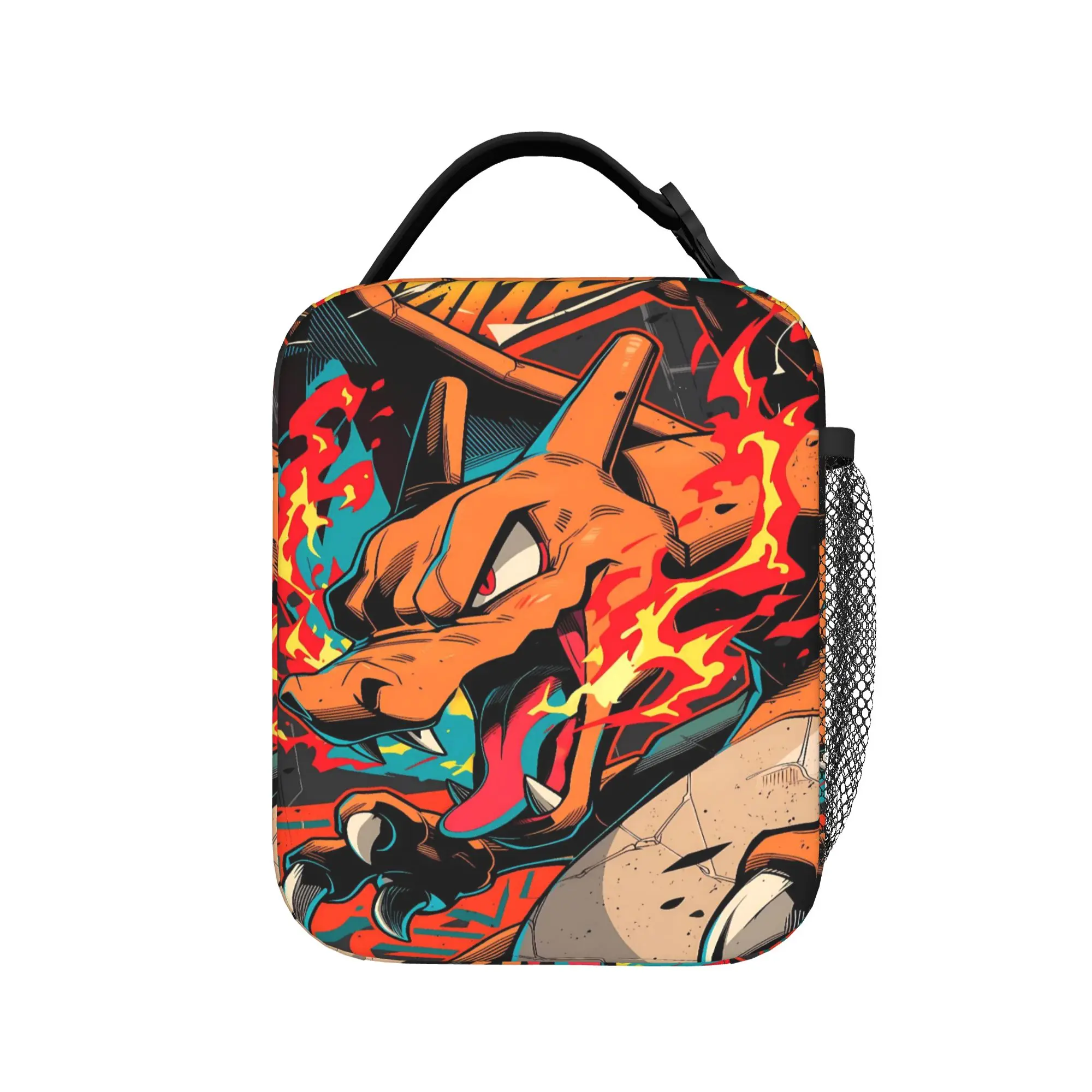 Swirl Fire Manga Lunch Bag - Stylish Portable Oxford Cooler Bag