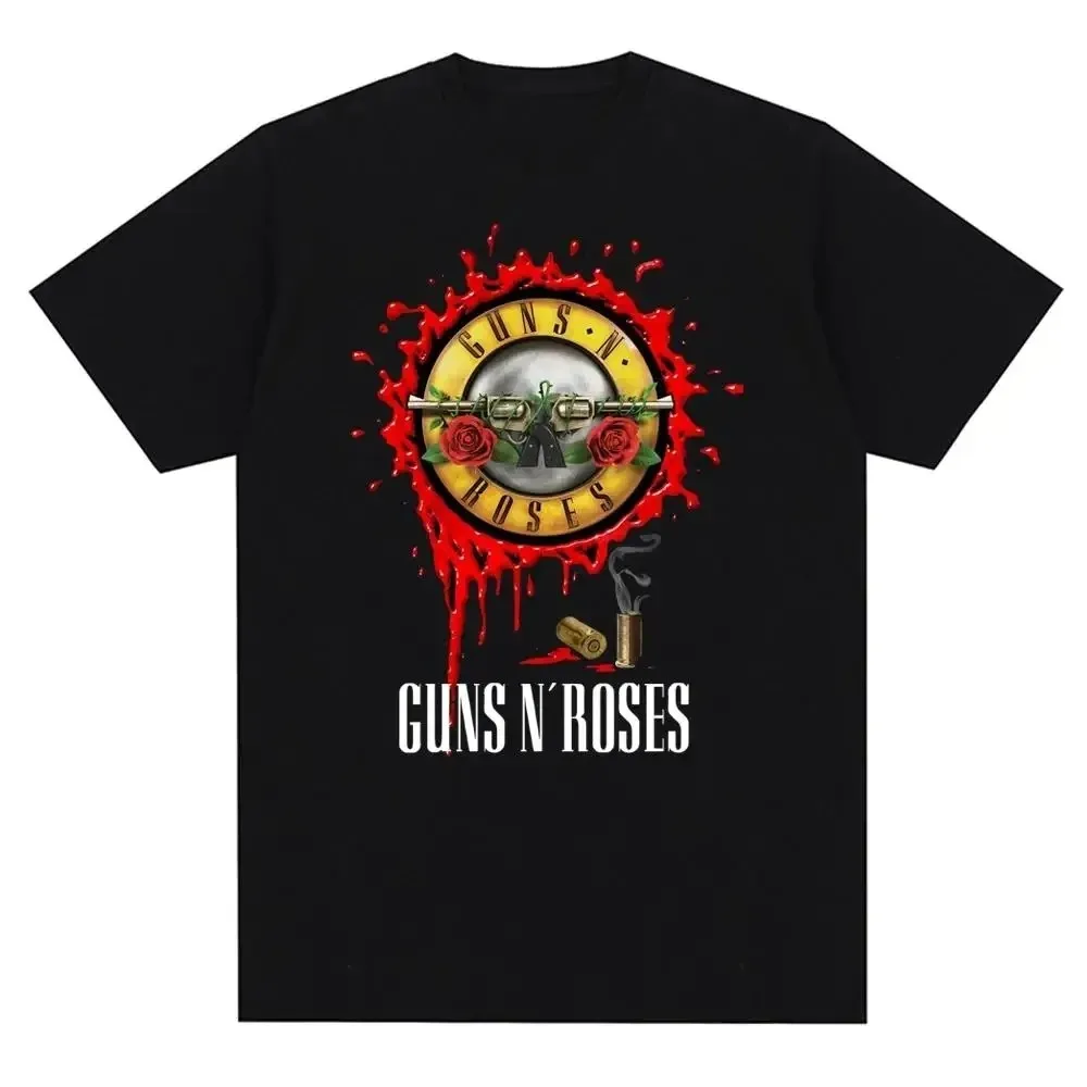

100%Cotton Guns N Roses Graphic Print T Shirt Mens Vintage Rock Band Streetwear Short Sleeve Fashion O Neck T Shirt Women