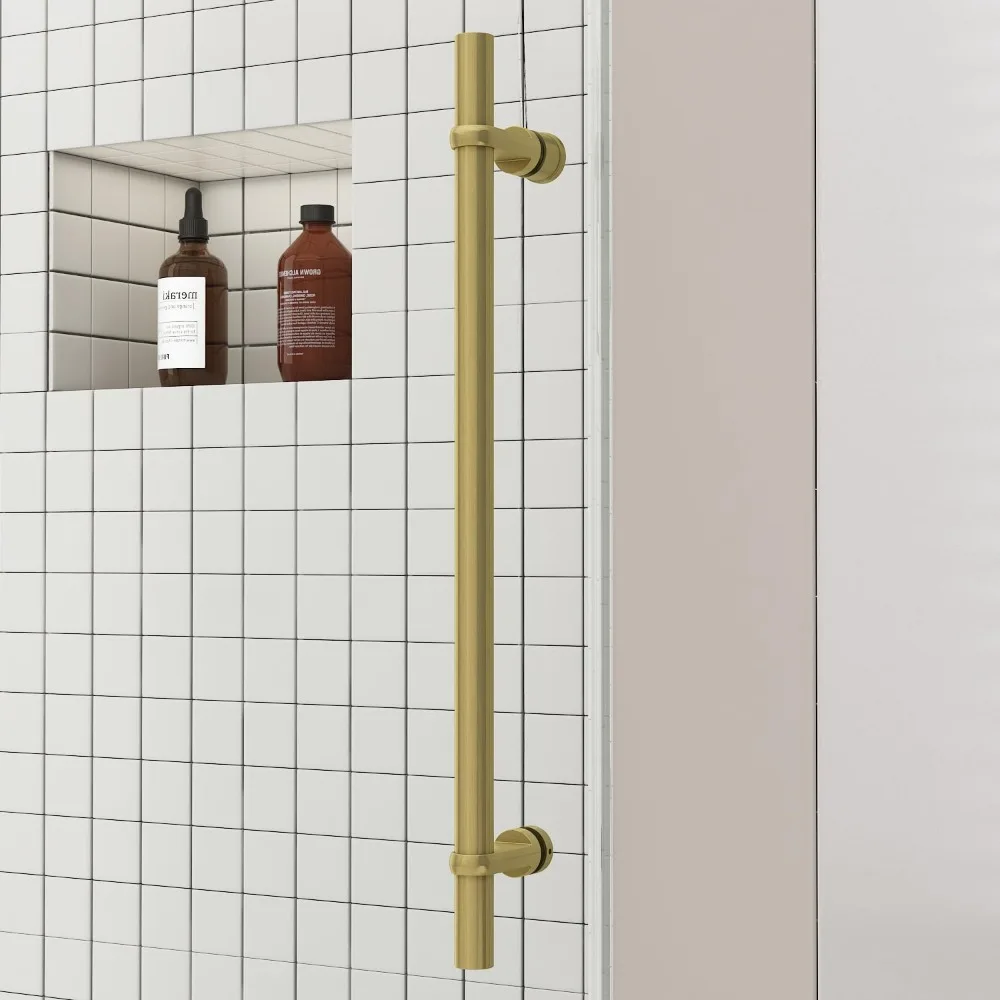 Frameless Shower Door, 56 1/8“-60” W X 76“ H, Aluminum, 5/16”8mm Clear Tempered Glass , with Handle, Double Sliding Shower Door 4