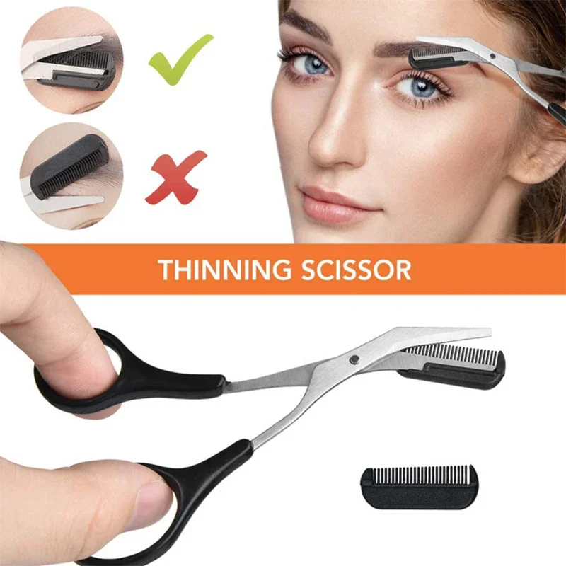 New Eyebrow Trimmer Set Scissors Tweezers Eyebrow Razor Scraping Eyebrow Comb Razor Eyebrow Clip Makeup Tools Sets 5