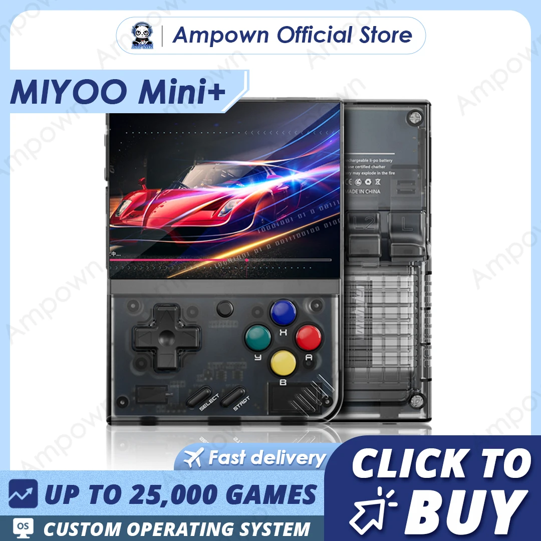 MIYOO-Mini Plus Portátil Retro Handheld Game Console, V2 Mini + Tela IPS, Console de Videogame Clássico, Sistema Linux, Presente das Crianças