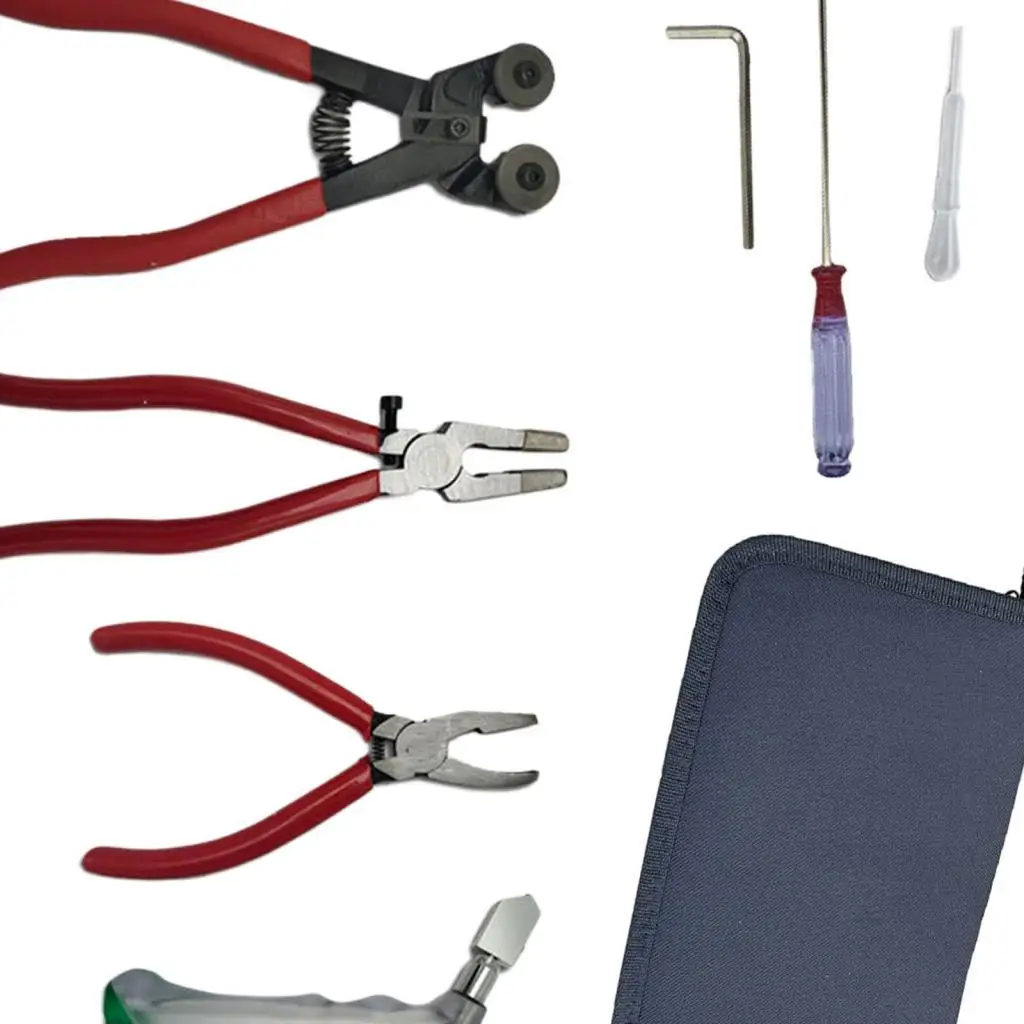 Glass Cutting Tool Set Glass Running Pliers Breaking Pliers Oil Dropper Storage Bag for Mosaic Tiles Mirrors Stained Glass 6