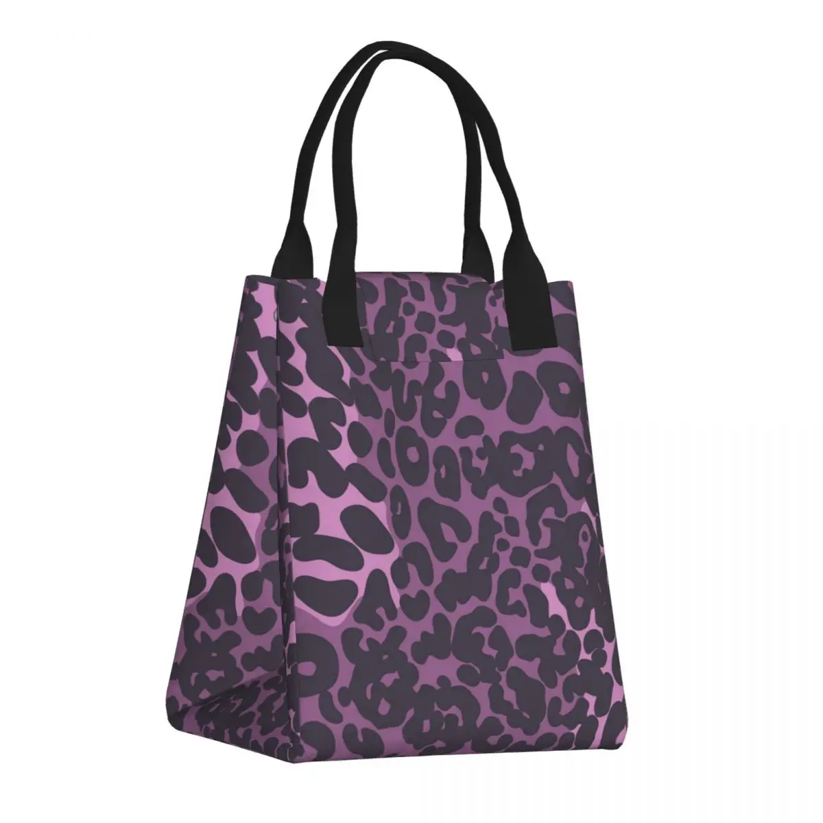 

Reusable Leakproof Food Bag Purple Leopard Print Lunch Breakfast Bag Thermal Insulation Paper Container
