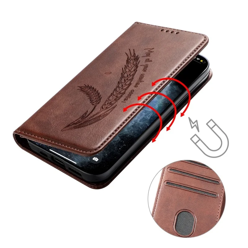 Magnetic Wheatear Leather Wallet Phone Case Cover