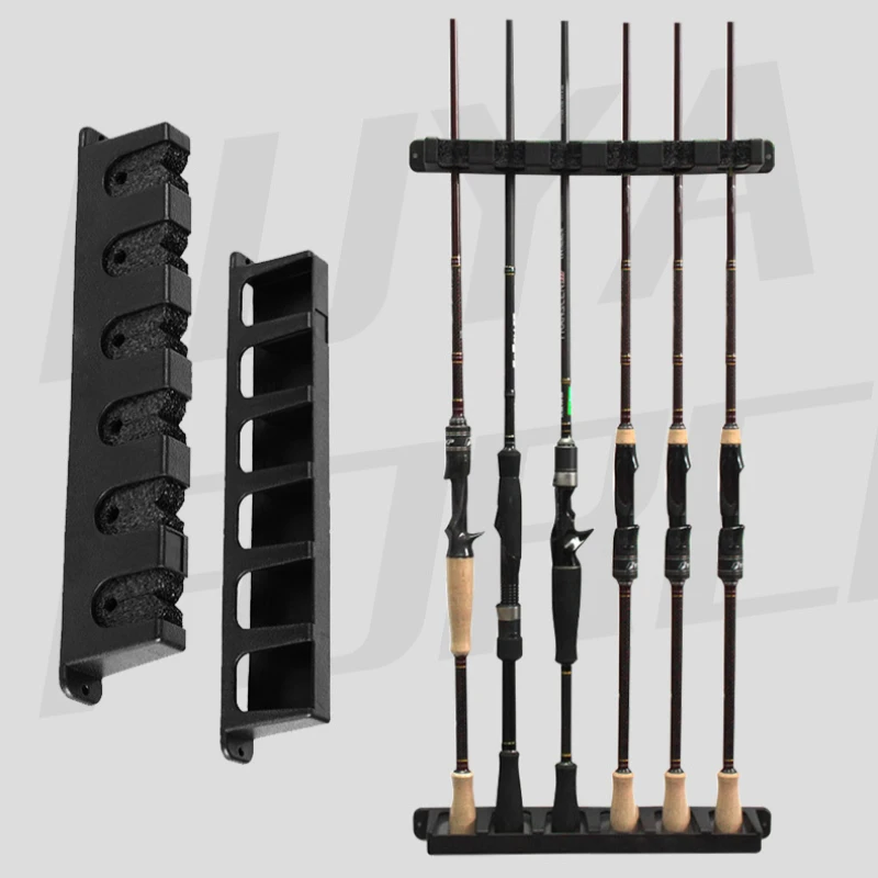 Fishing Rod Rack Holders 6-Rod Storage Racks Horizontal/Vertical Wall Mount For Garage