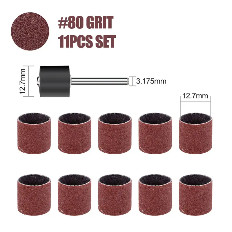 CMCP Sanding Drum Set Grit #80 #100 #120 Dremel With Sanding Mandrels Sanding Bands For Dremel Rotary Tools Abrasive Tools - Image 13
